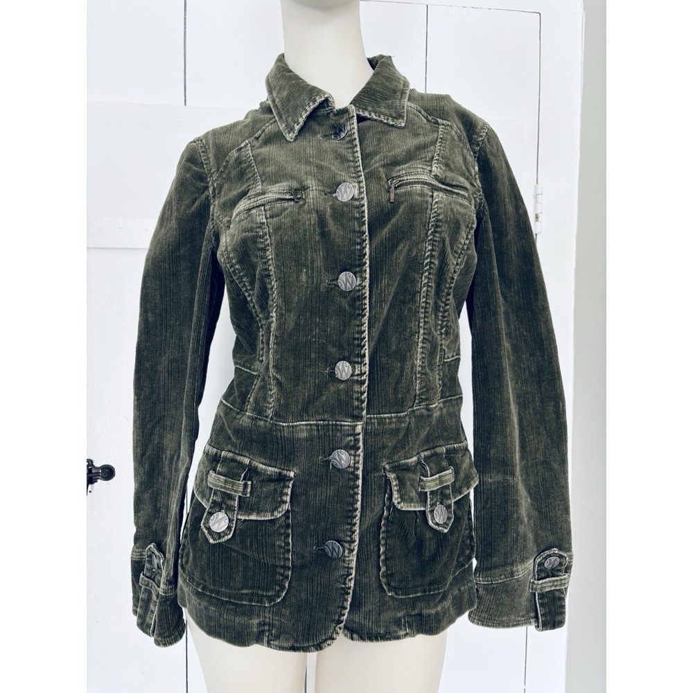 Washed Olive Green Corduroy Utility Jacket